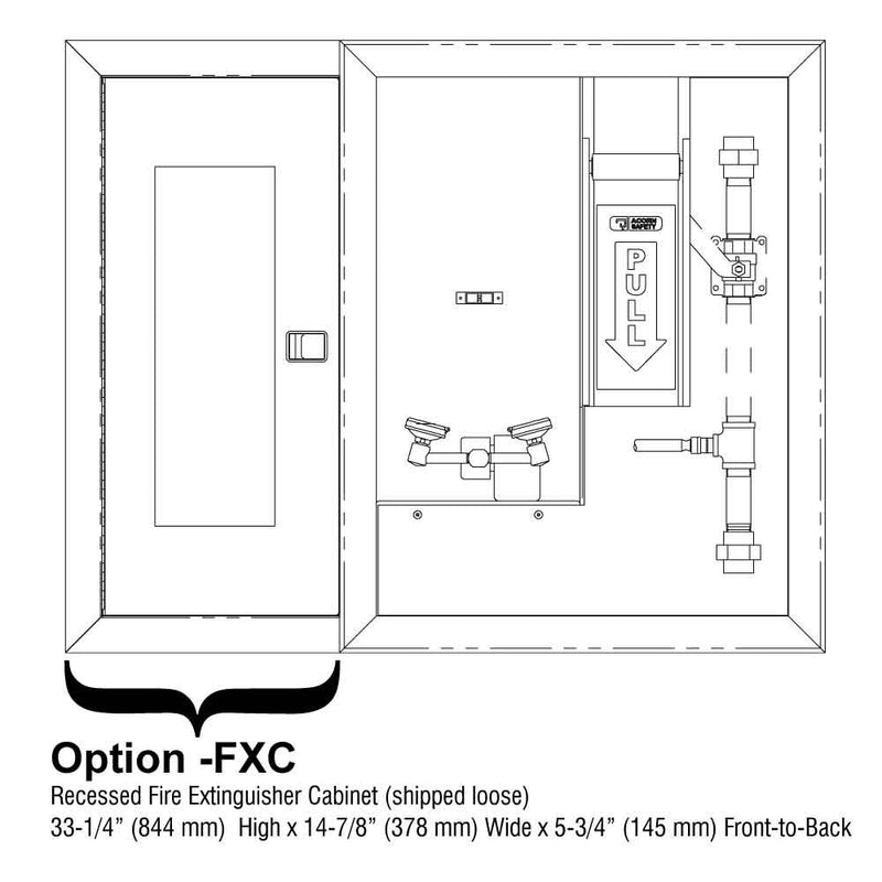 S2160-PE21-RA - Barrier-Free, Vertical Mount Safety Shower with Recessed Activated Eye-Face Wash