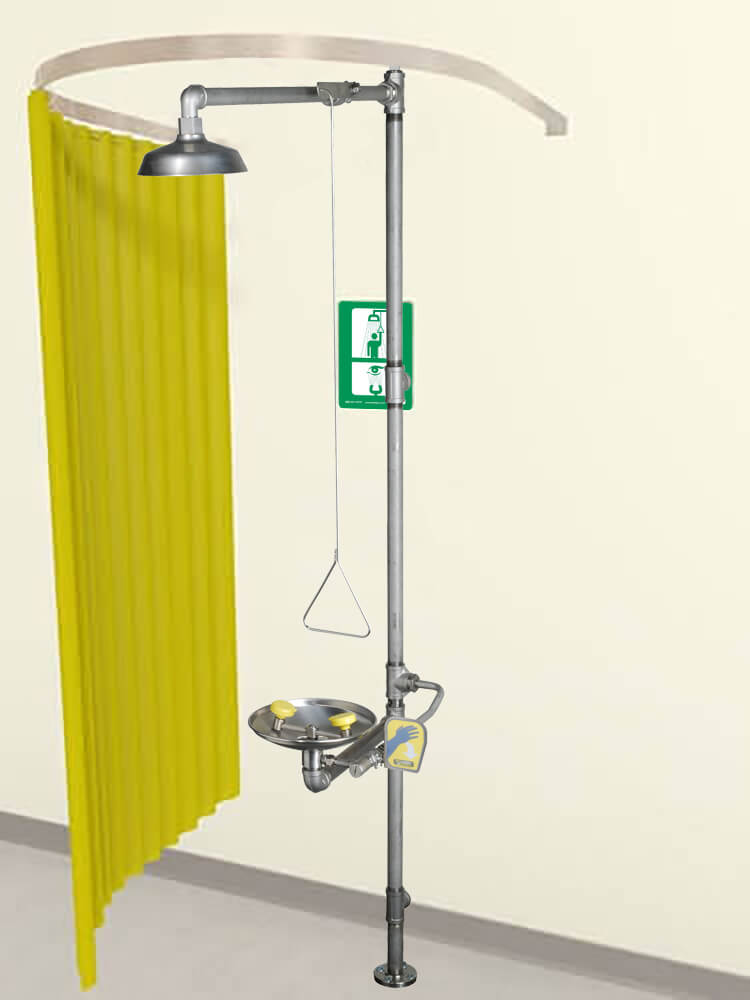 Horizontally-Mounted Modesty Curtain Assembly for Barrier-Free Shower Units