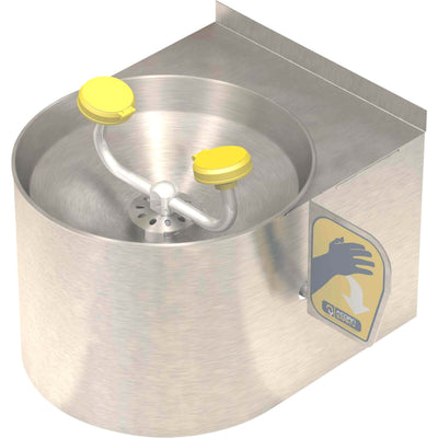 Wall Mounted Eye Wash with Shrouded Stainless Steel Bowl