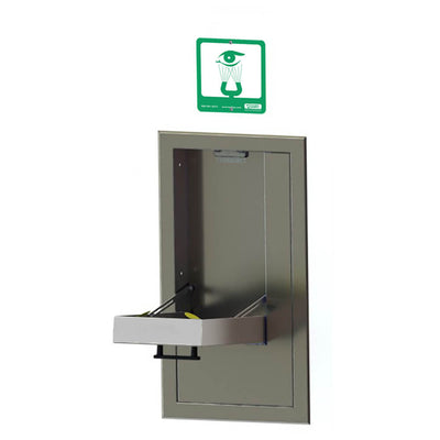 S0560 Recessed, Swing-Down Eye Wash Station with Emergency Sign Above