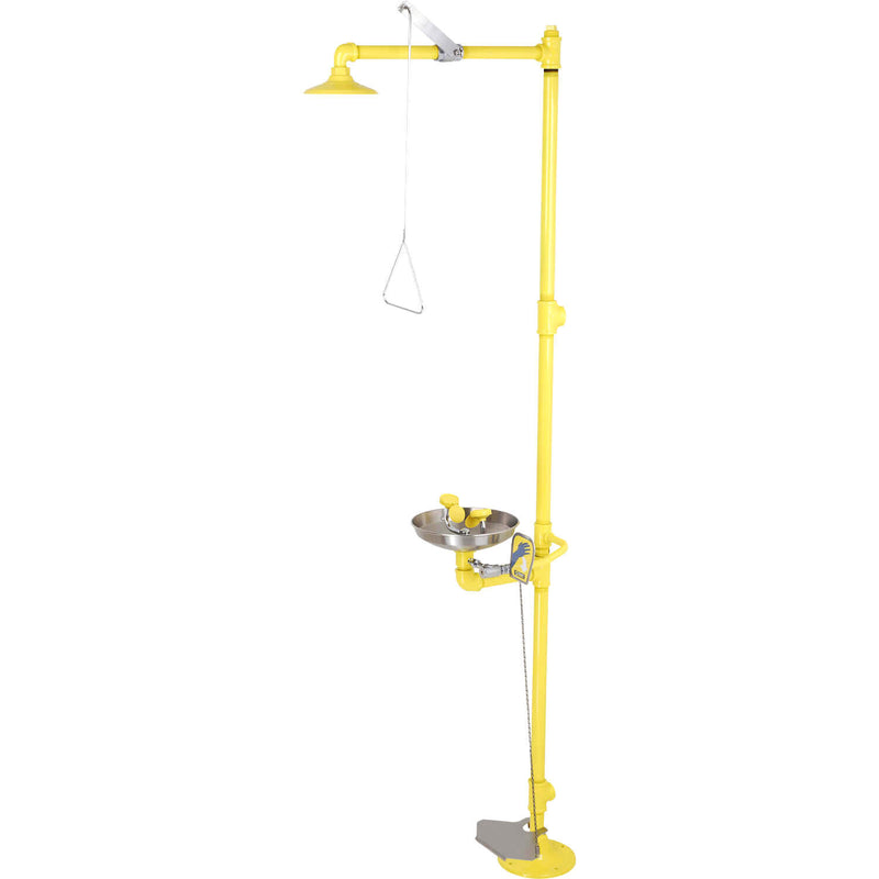 S1340 Pedestal Safety Shower with Stainless Steel Bowl Eye Wash and Hand/Foot Control