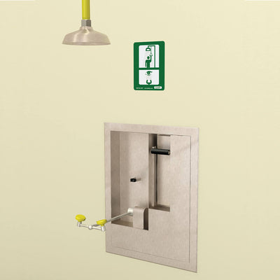 S2160-PE21-RA - Barrier-Free, Vertical Mount Safety Shower with Recessed Activated Eye Wash